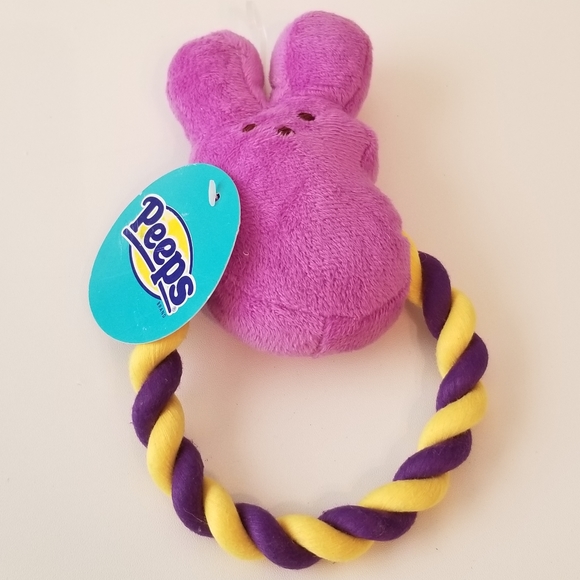 Peeps Squeaky Rope Dog Toy Purple Bunny New - Picture 6 of 6